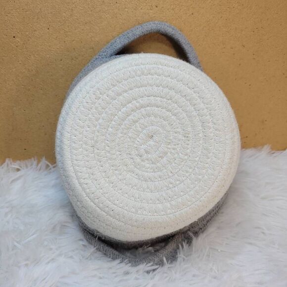 Grey and White Decorative Knit Basket - Picture 5 of 7